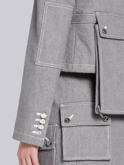 Shop Thom Browne Hunting Cardigan Jacket In Grey