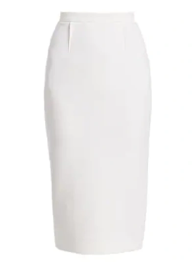 Shop Roland Mouret Arreton Wool Pencil Skirt In White