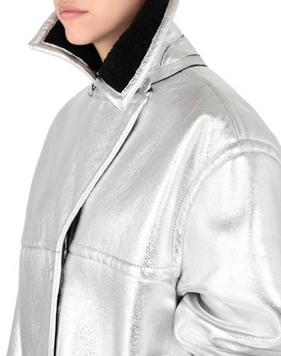 Shop Mm6 Maison Margiela Leather Jacket In Silver