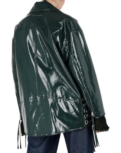 Shop Mm6 Maison Margiela Biker Jacket In Dark Green