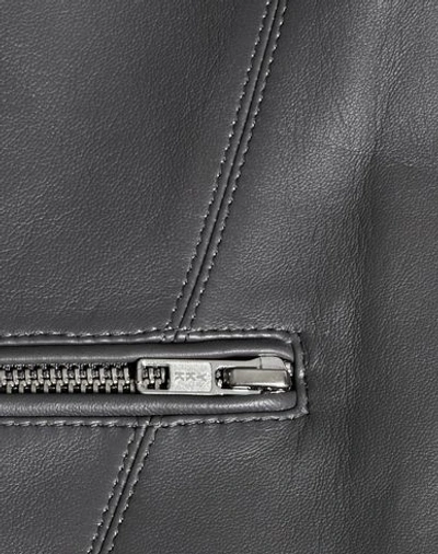 Shop Veda Leather Jacket In Grey