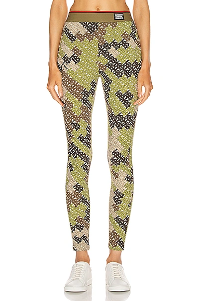 Shop Burberry Turama Camo Legging In Khaki Green