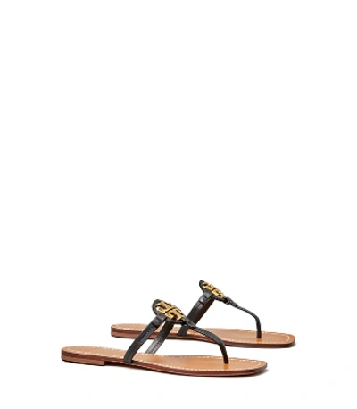 Shop Tory Burch Mini Miller Leather Thong Sandal In Perfect Black