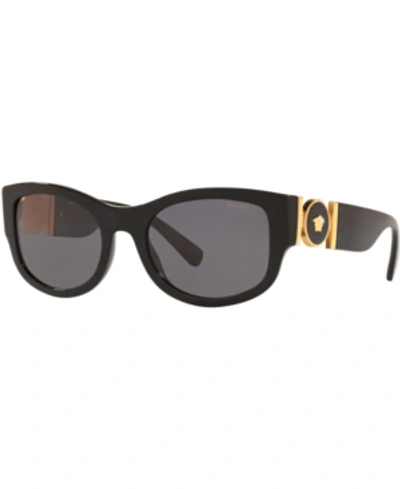 Shop Versace Polarized Sunglasses, Created For Macy's, Ve4372 55 In Black/polar Grey