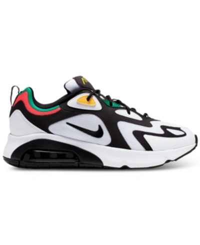 Shop Nike Men's Air Max 200 Running Sneakers From Finish Line In White/black-bright Crimso