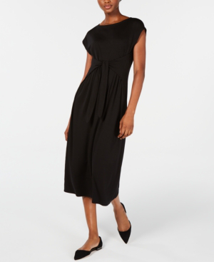 eileen fisher black midi dress