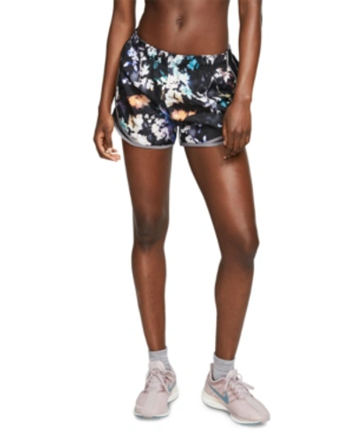 Shop Nike Women's Tempo Printed Running Shorts In Black/wolf Grey