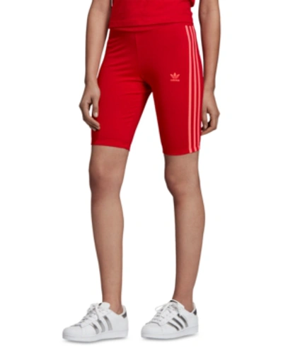 Shop Adidas Originals Adicolor Cycling Shorts In Scarlet