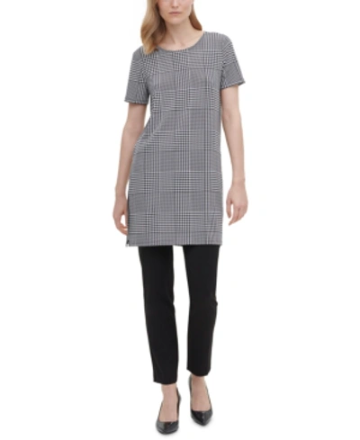 Shop Calvin Klein Houndstooth-print Tunic In Black/white Check