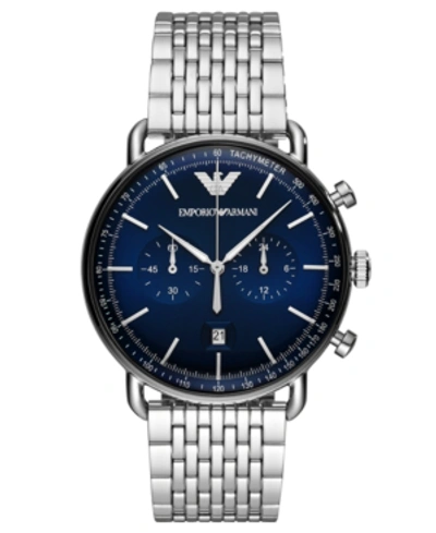 Shop Emporio Armani Men's Chronograph Stainless Steel Bracelet Watch 43mm