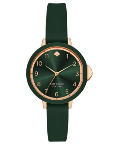 Shop Kate Spade Women's Park Row Green Silicone Strap Watch 34mm