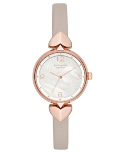 Shop Kate Spade Women's Hollis Warm Gray Leather Strap Watch 30mm In Warm Taupe