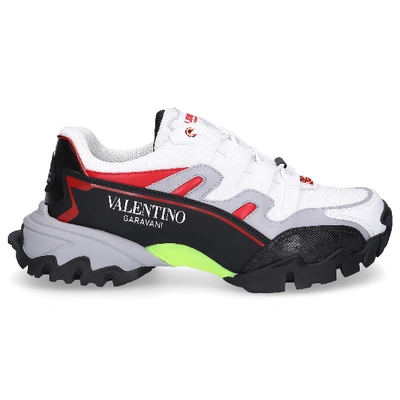 Shop Valentino Low-top Sneakers Bounce Calfskin Mesh Logo Black Grey White Yellow In Black, White, Grey, Yellow