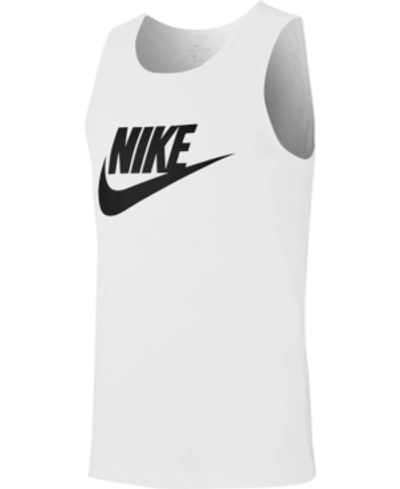 Shop Nike Men's Sportswear Logo Tank Top In White/black