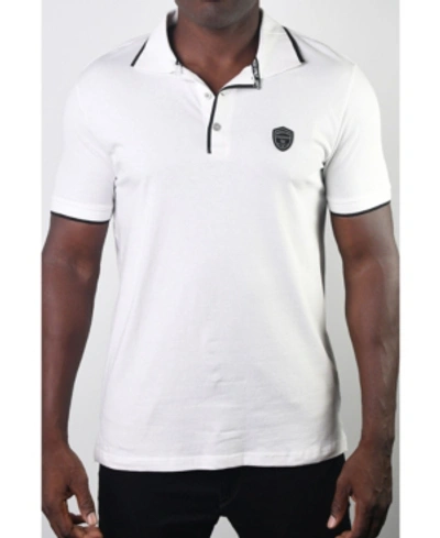 Shop Members Only Men's Basic Short Sleeve Logo Botton Polo In White