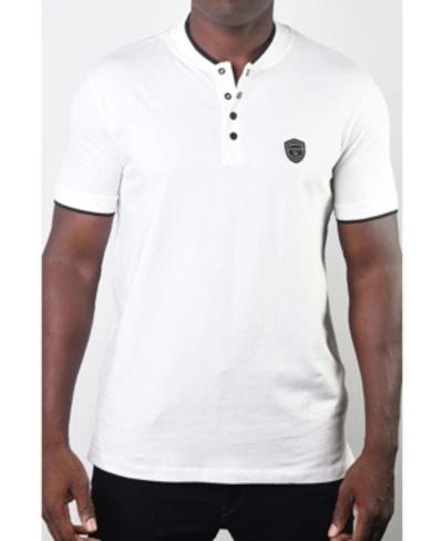 Shop Members Only Men's Teddy Collar Metal Button Polo In White