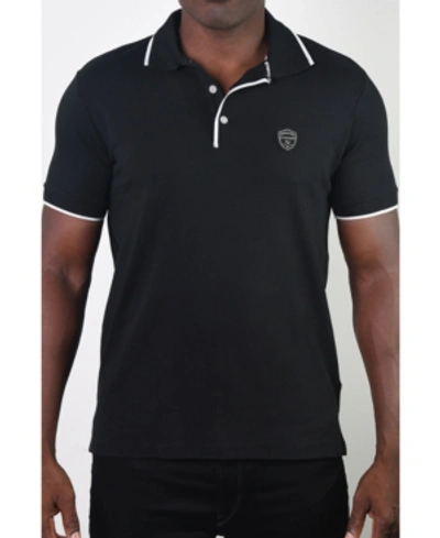 Shop Members Only Men's Basic Short Sleeve Logo Botton Polo In Black