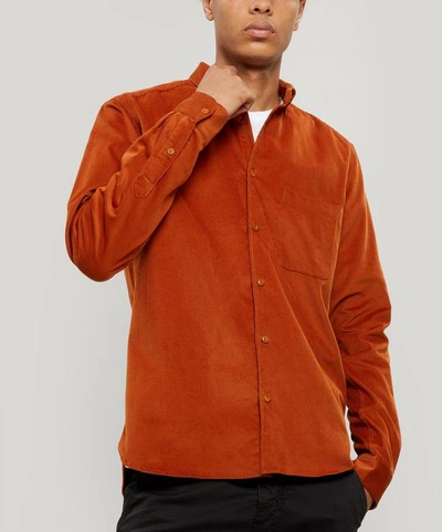 Shop Ymc You Must Create Baby Cord Dean Pocket Shirt In Orange