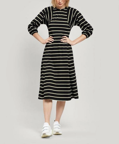 Shop Alexa Chung Striped Cotton Jersey Dress In Black