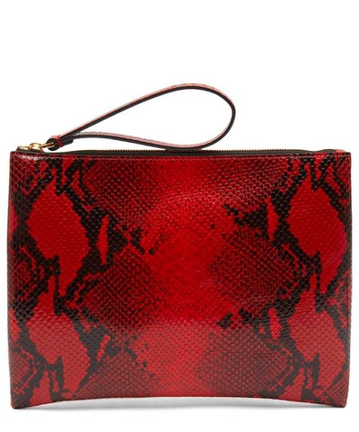 Shop Marni Python Print Clutch Bag In Red