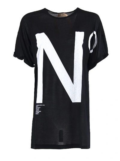 Shop N°21 Black Modal T-shirt In Nero