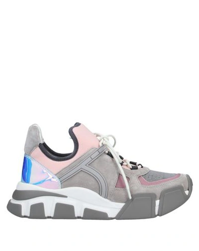 Shop Ferragamo Sneakers In Grey