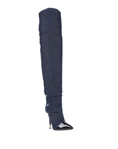 Shop Giuseppe Zanotti Woman Boot Blue Size 7 Soft Leather, Textile Fibers