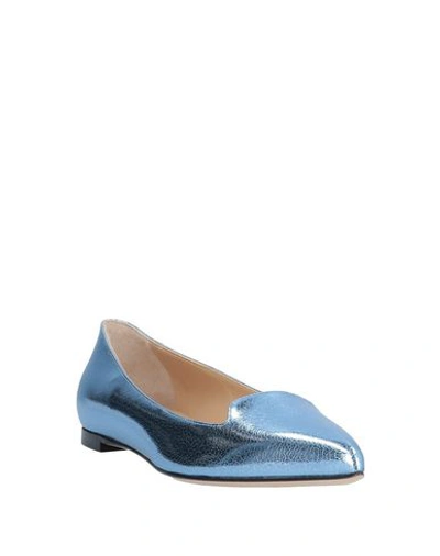 Shop Sergio Rossi Woman Loafers Pastel Blue Size 4.5 Soft Leather