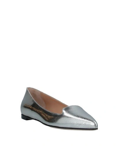 Shop Sergio Rossi Woman Loafers Silver Size 5 Soft Leather