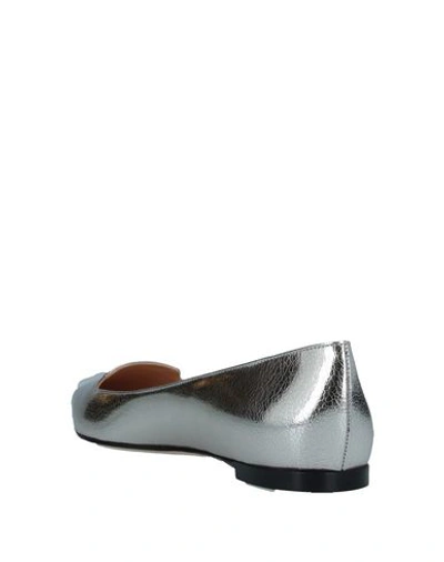 Shop Sergio Rossi Woman Loafers Silver Size 5 Soft Leather