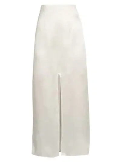 Shop Marni Front-vent Satin Pencil Skirt In White