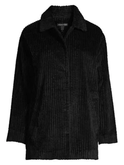 Shop Eileen Fisher Organic Cotton Corduroy Jacket In Black