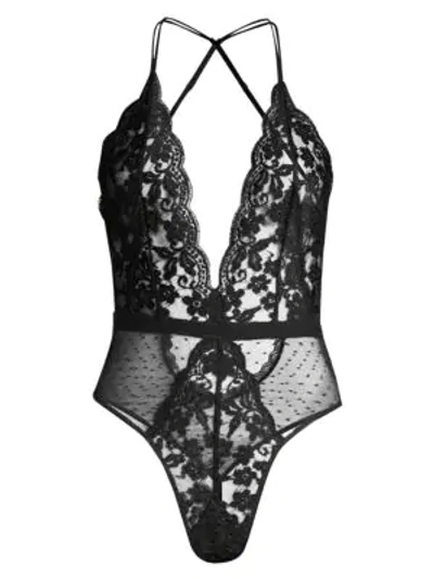 Shop In Bloom One-piece Say Yes Lace Teddy In Black