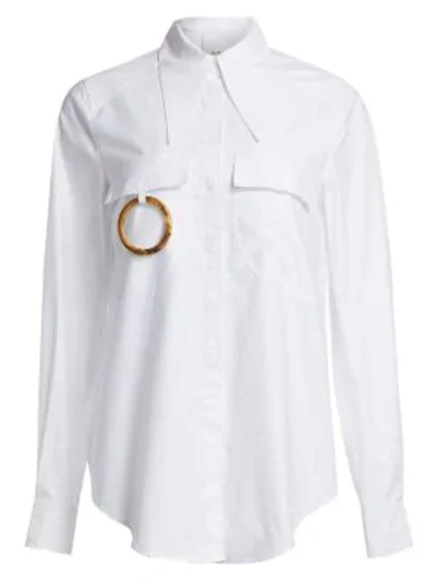 Shop Acler Alameda Ring Cotton Shirt In White
