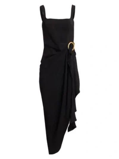 Shop Acler Maine Draped Asymmetrical Dress In Black
