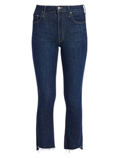 Shop Mother The Insider High-rise Crop Step Fray Hem Jeans In Clean Sweep
