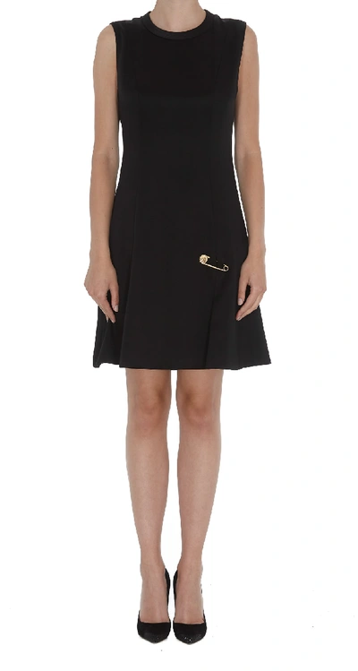 Shop Versace Medusa Safety Pin Dress In Black