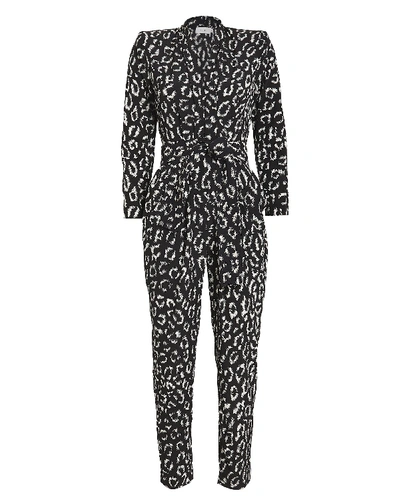 Shop A.l.c . Kieran Leopard Silk Crepe Jumpsuit In Multi