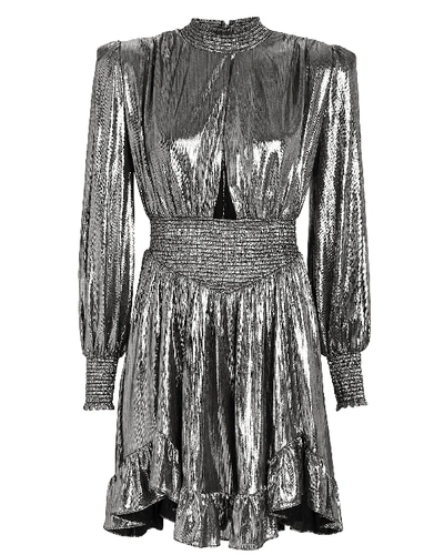 Shop Retroféte Retrofête Melody Lamé Mini Dress In Gunmetal