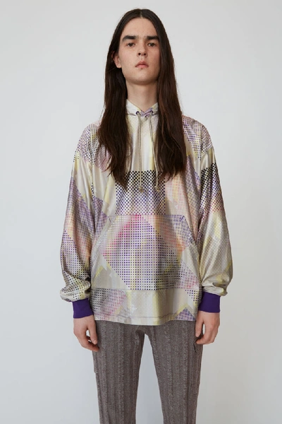 Shop Acne Studios Geometric-print Hooded Sweatshirt Beige
