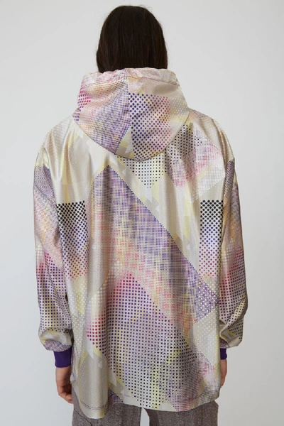 Shop Acne Studios Geometric-print Hooded Sweatshirt Beige