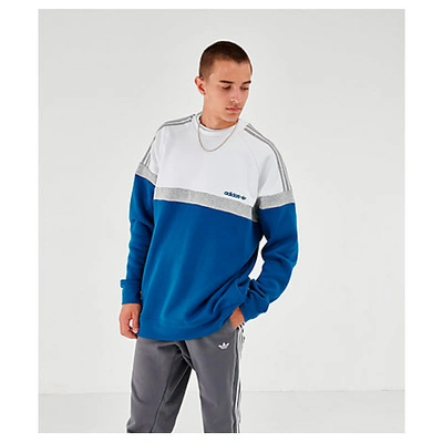Shop Adidas Originals Adidas Men's Originals Itasca Crewneck Sweatshirt In White / Blue Size Large