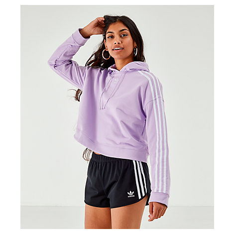 3 Stripe Cropped Hoody Womens 3 Stripe Cropped Hoody Womens