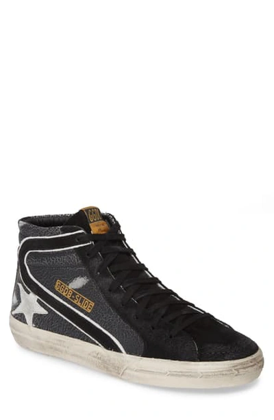 Shop Golden Goose 'slide' Sneaker In Black Crack/ White Star