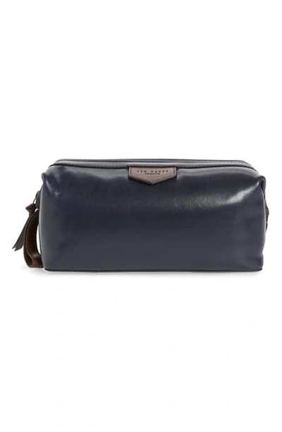Shop Ted Baker Delly Leather Dopp Kit In Navy