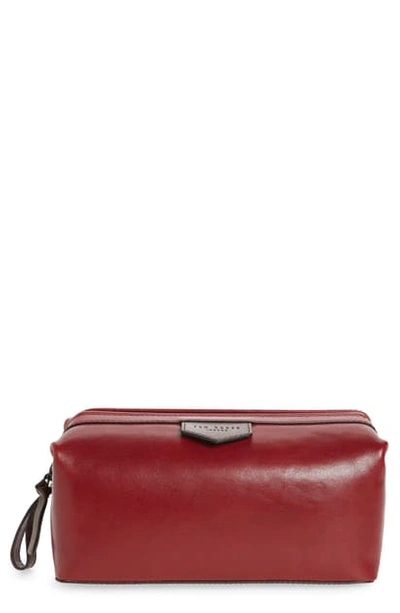 Shop Ted Baker Delly Leather Dopp Kit In Red
