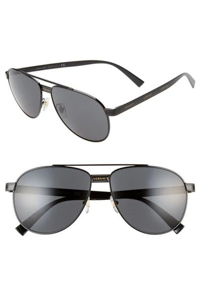 Shop Versace Phantos 58mm Aviator Sunglasses - Black/gold