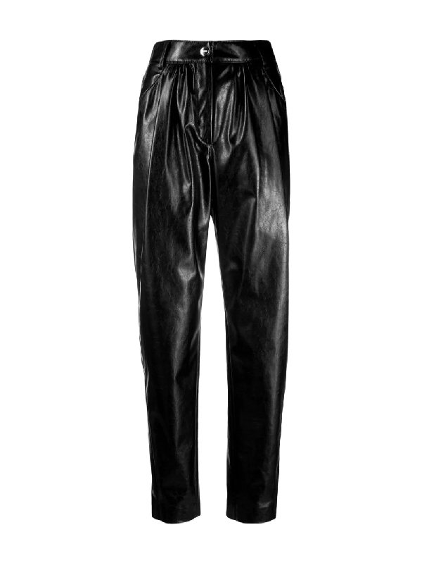 Msgm Straight Leg Faux Leather Pants In Black | ModeSens