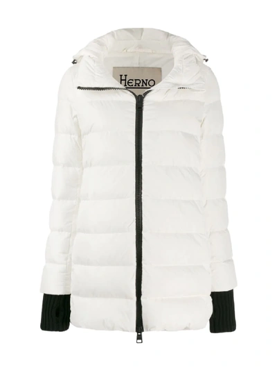 Shop Herno Ribbed Trim Puffer Jacket In White