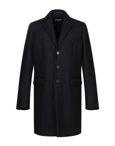 Shop Dsquared2 Coat In Dark Blue